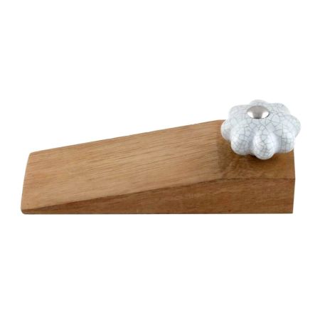Steel Grey Ceramic Crackle Wooden Door Stopper